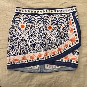 FARM Rio Blue and Orange Patterned Mini Skirt